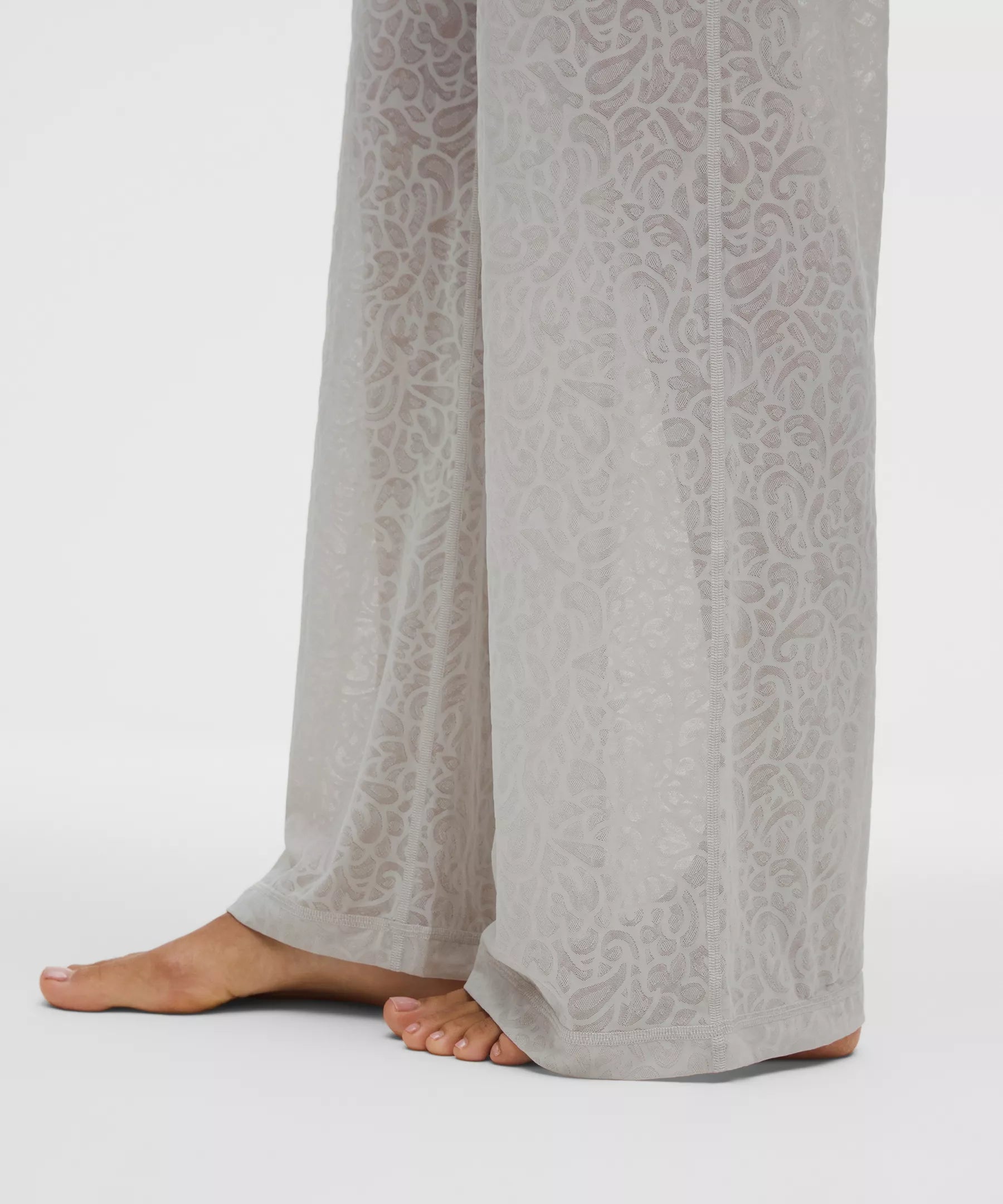 Paisley Lace Jacquard High-Rise Flared Pant